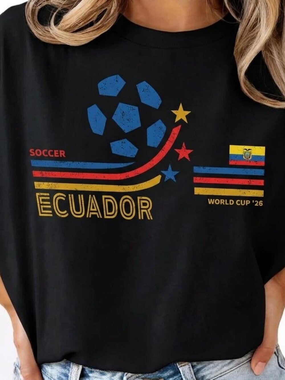 Vintage Ecuador Soccer Tee, Retro Football Fan Graphic Shirt
